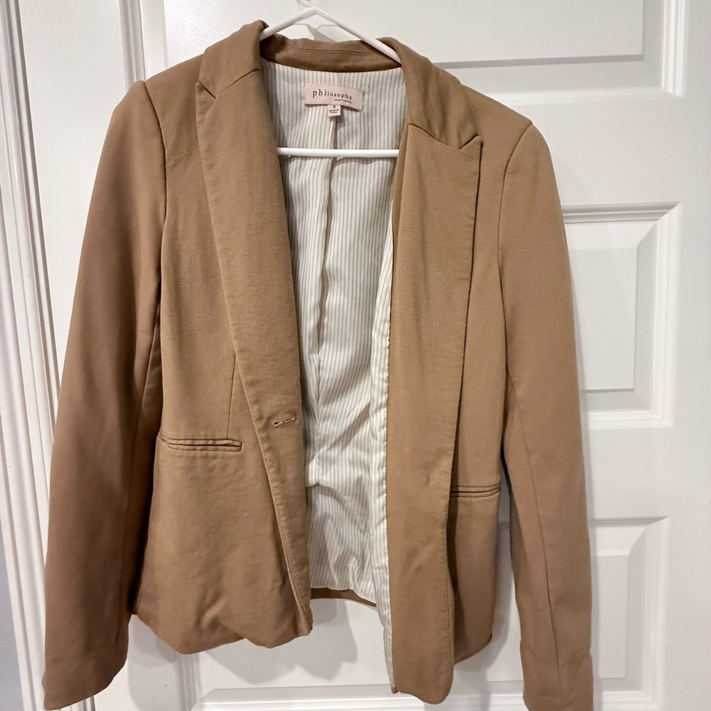 Philosophy Tan Blazer Classic Tailored Suit Jacket